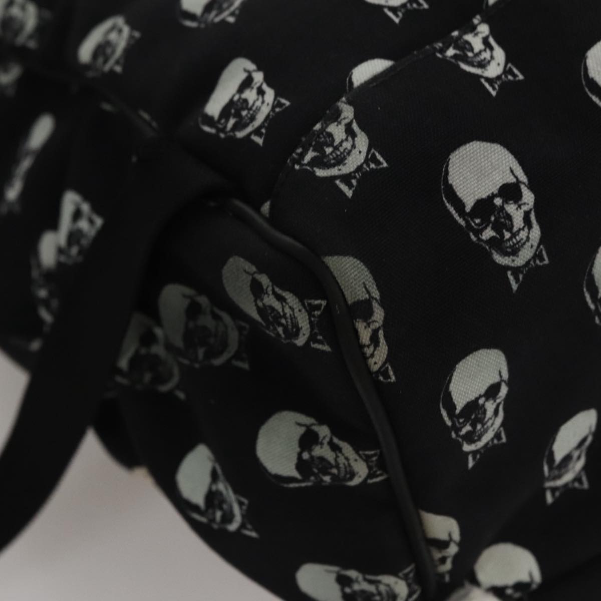 SAINT LAURENT Skull Backpack Canvas Black White Auth bs21358