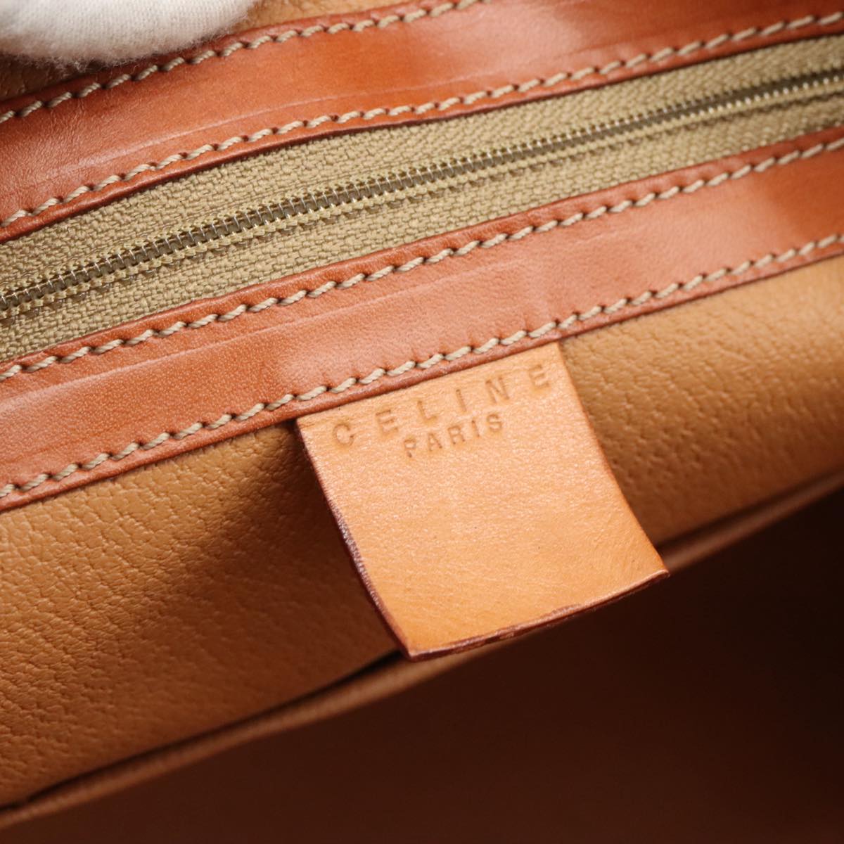 CELINE Macadam Canvas Hand Bag PVC Leather Brown Gold Auth bs21413