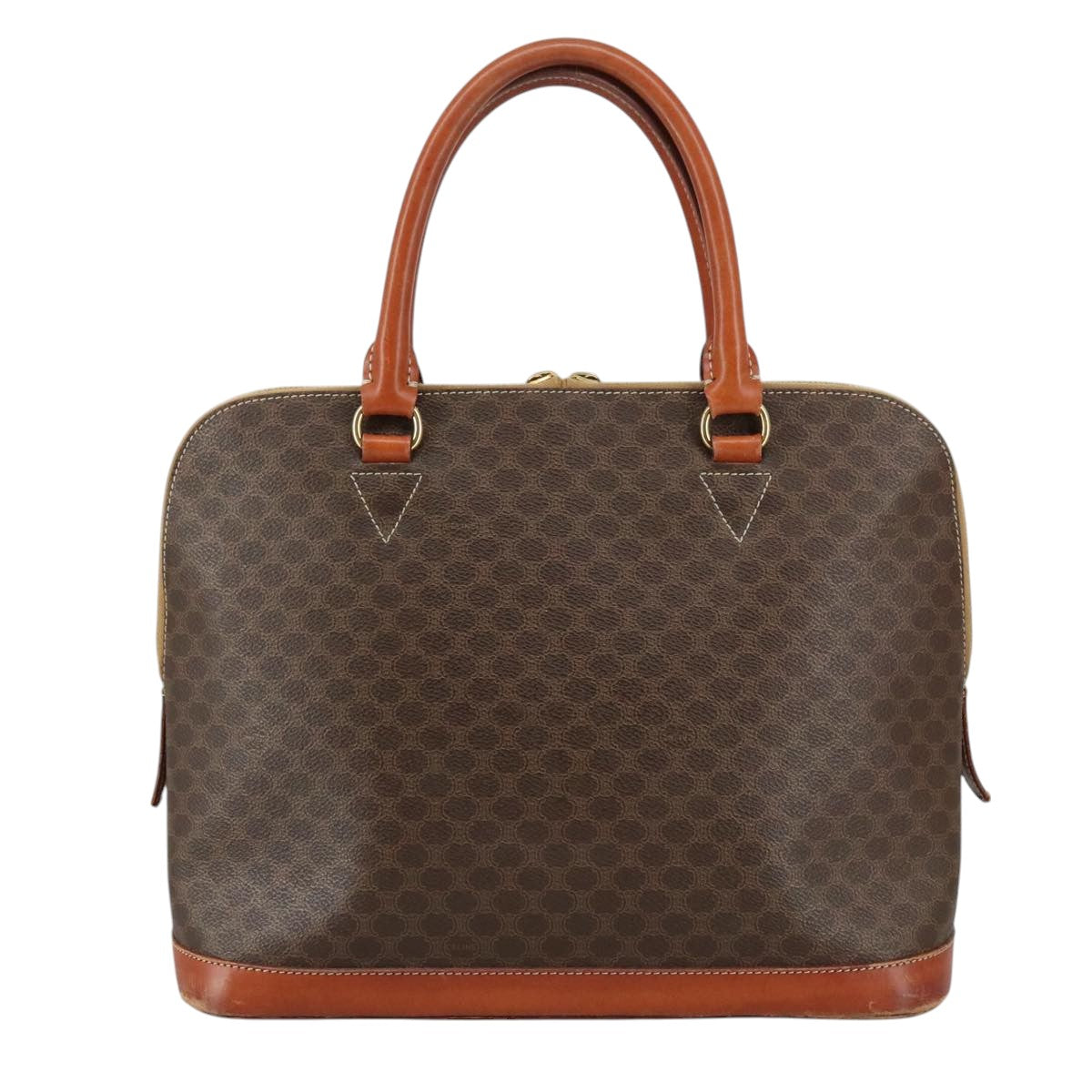 CELINE Macadam Canvas Hand Bag PVC Leather Brown Gold Auth bs21413