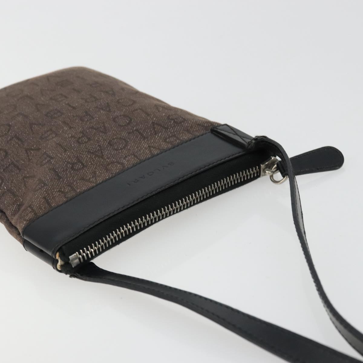 BVLGARI Shoulder Bag Canvas Brown Auth bs21453