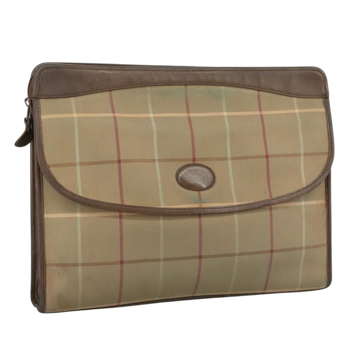 Burberrys Nova Check Clutch Bag Canvas Beige Auth bs21459