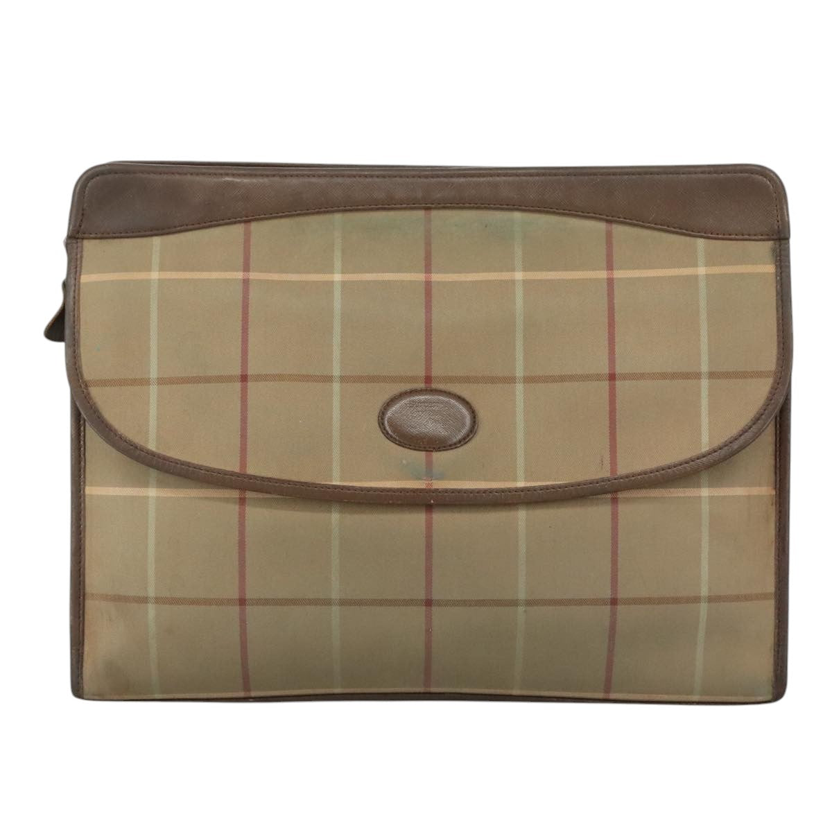 Burberrys Nova Check Clutch Bag Canvas Beige Auth bs21459