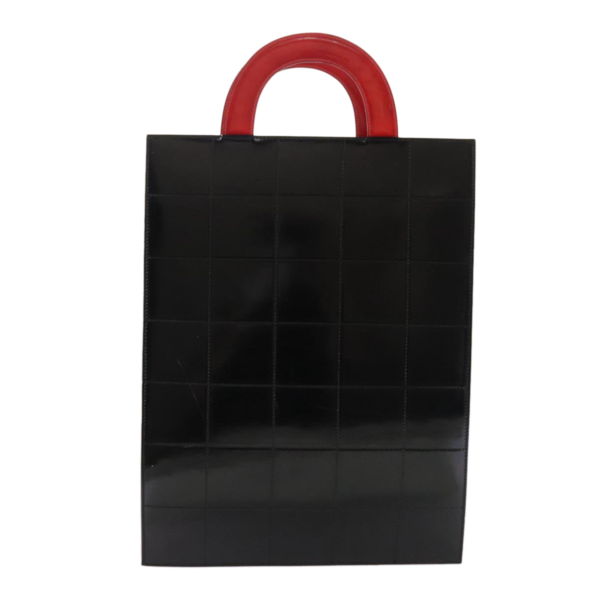 CHANEL Mademoiselle Choco Bar line Tote Bag Leather Red CC Auth bs21462