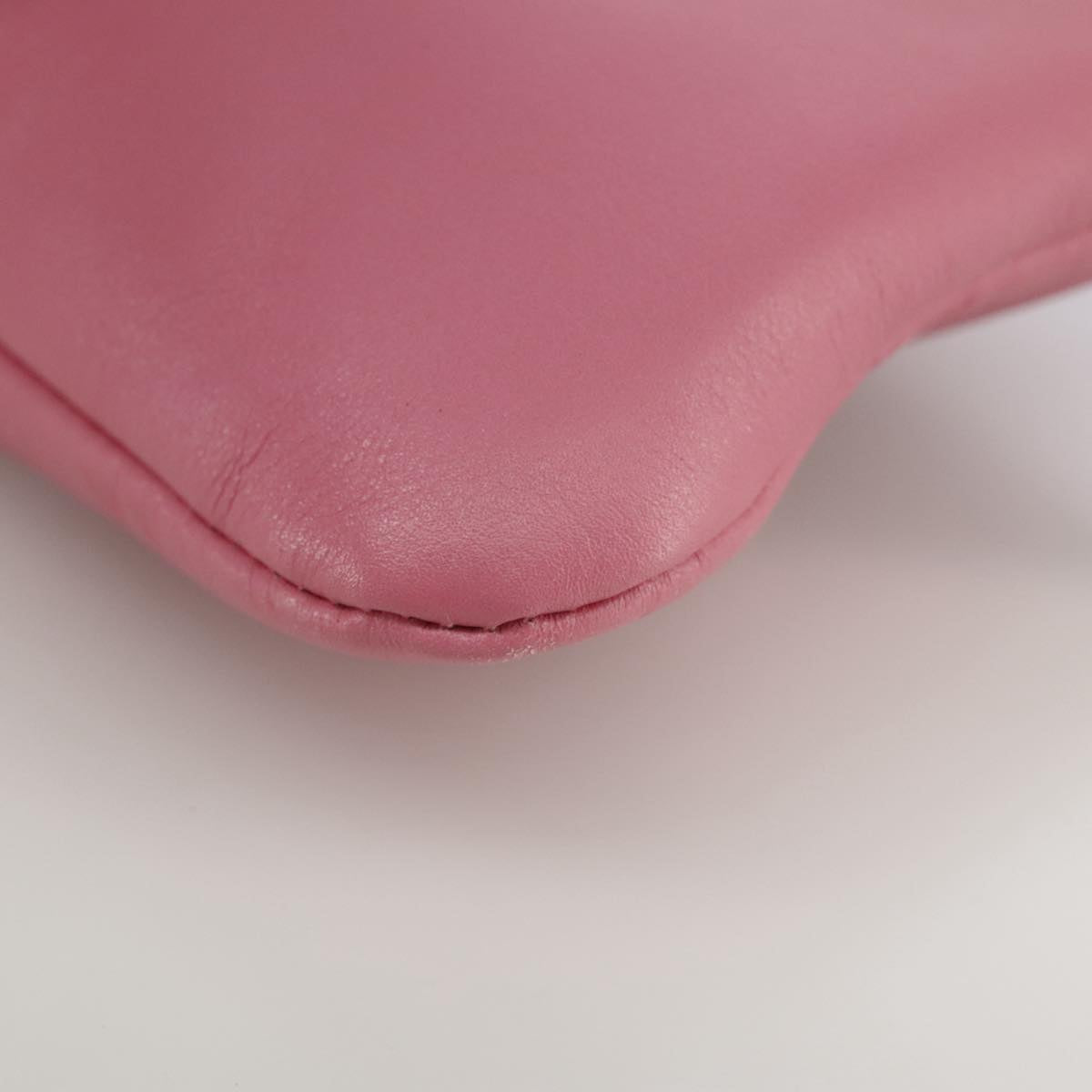 VALENTINO Pouch Leather Pink Auth bs21474