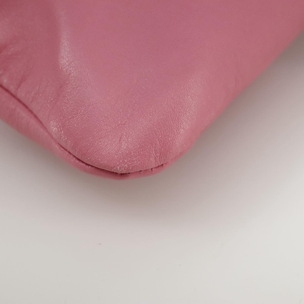 VALENTINO Pouch Leather Pink Auth bs21474