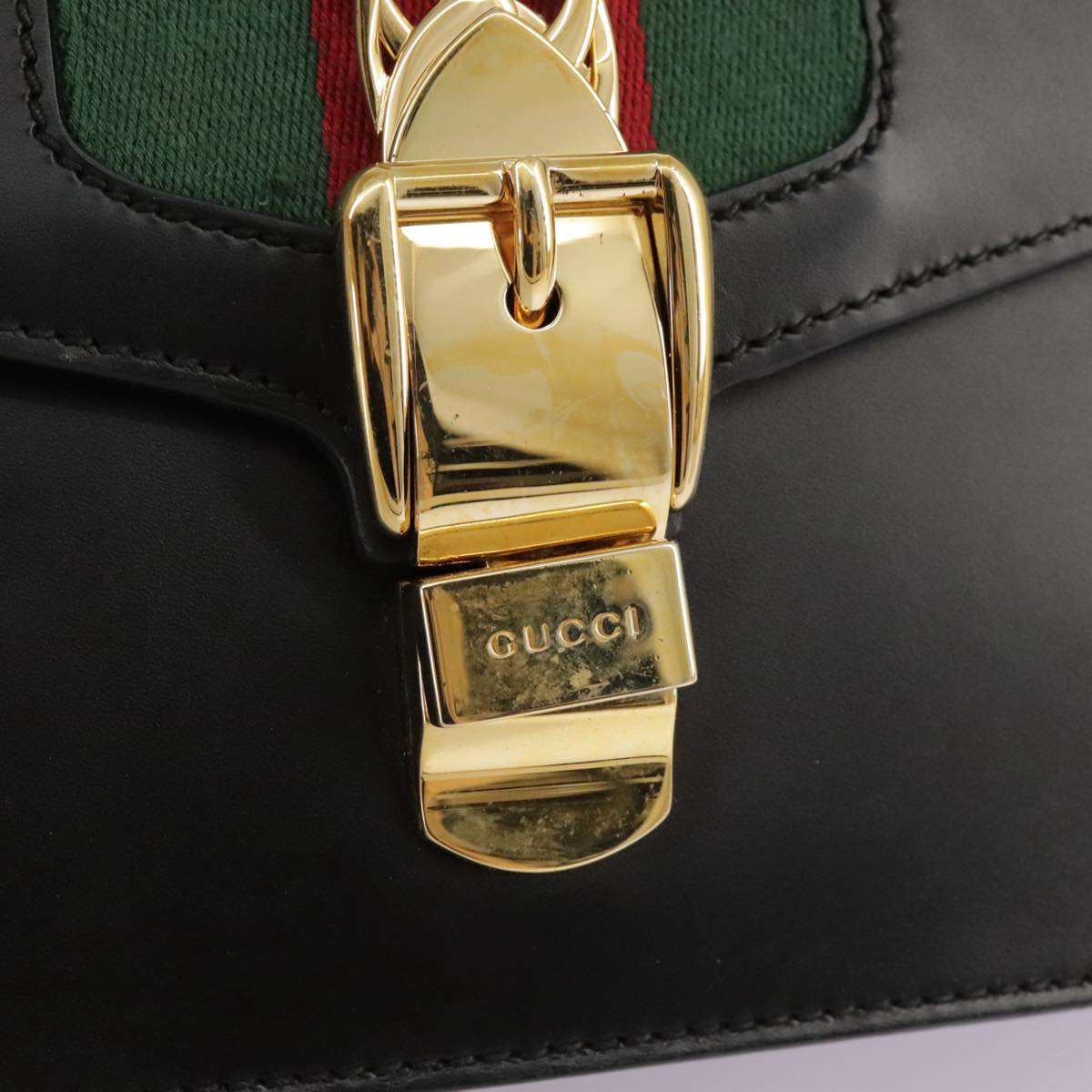 GUCCI Silvi Web Sherry Sherry Line Shoulder Bag Leather 421882 Auth bs21500