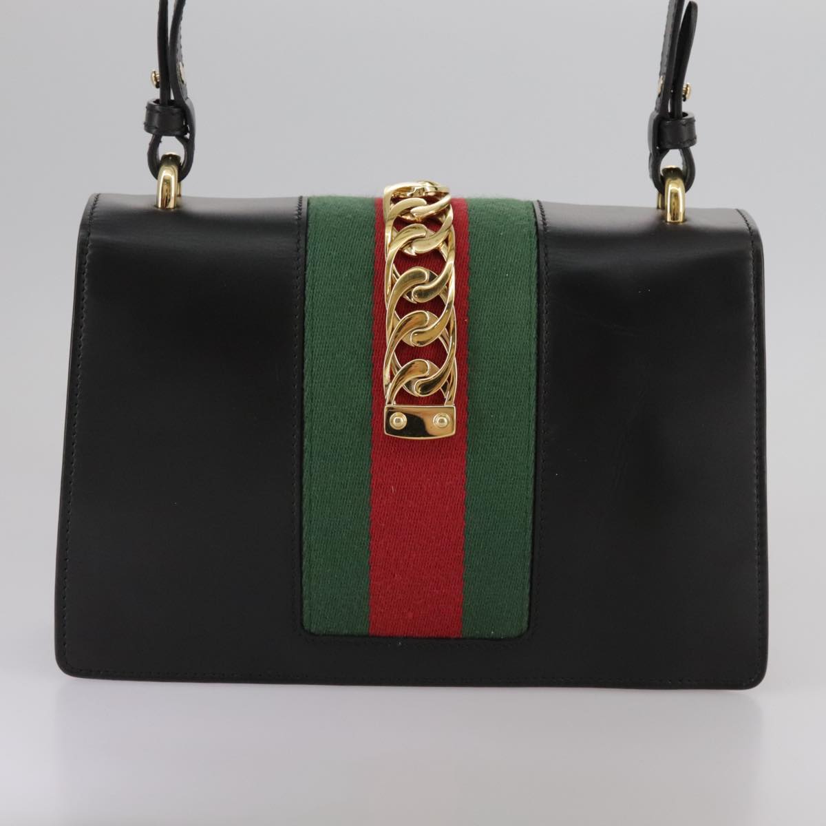 GUCCI Silvi Web Sherry Sherry Line Shoulder Bag Leather 421882 Auth bs21500