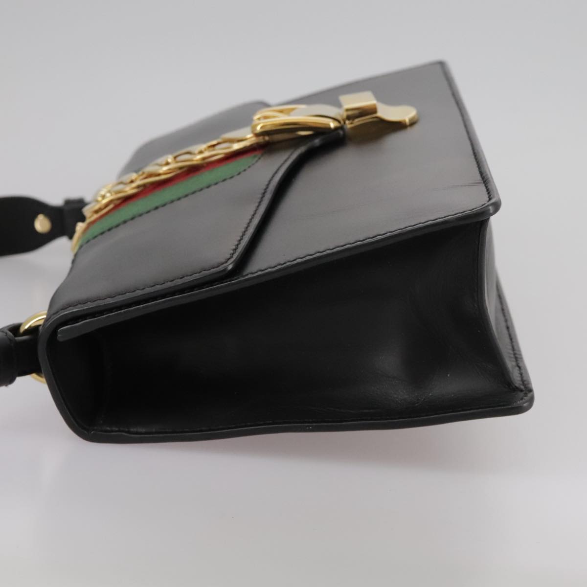 GUCCI Silvi Web Sherry Sherry Line Shoulder Bag Leather 421882 Auth bs21500