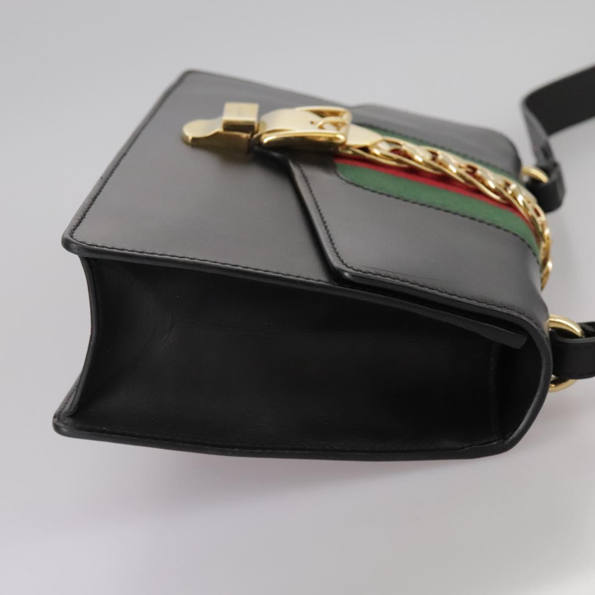 GUCCI Silvi Web Sherry Sherry Line Shoulder Bag Leather 421882 Auth bs21500