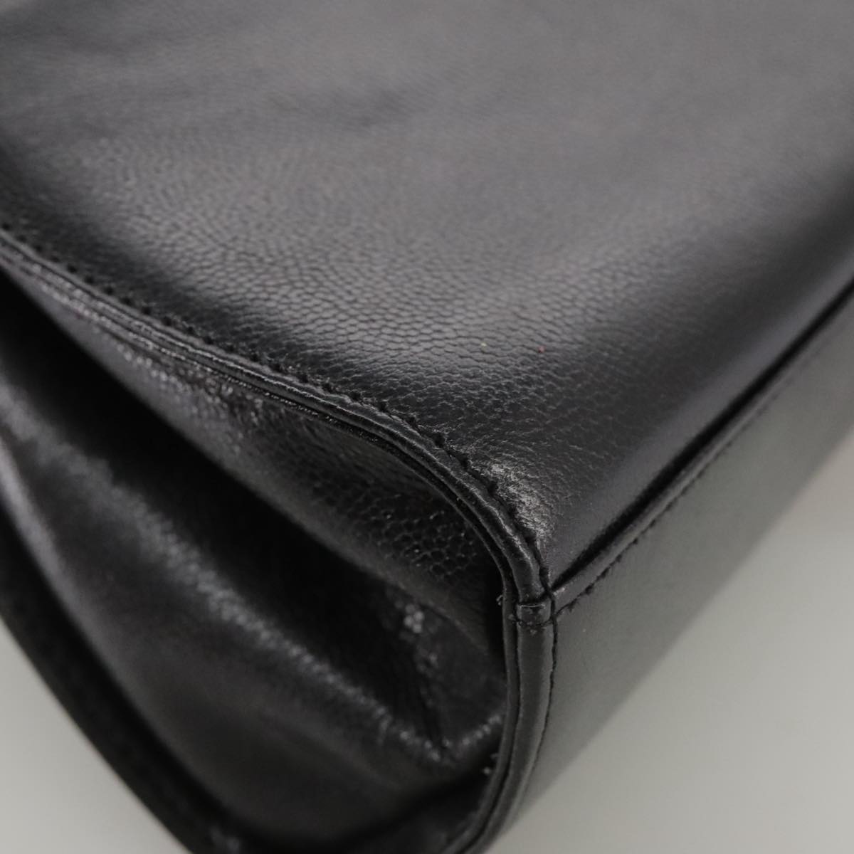 GIVENCHY Hand Bag Leather Black Gold Auth bs21514