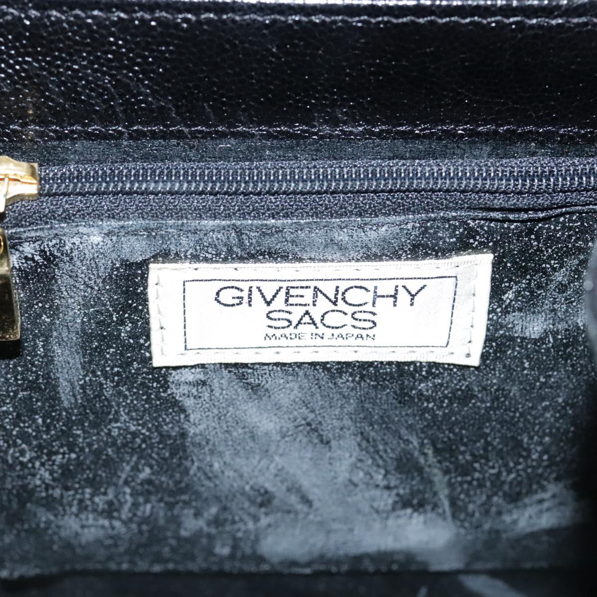 GIVENCHY Hand Bag Leather Black Gold Auth bs21514
