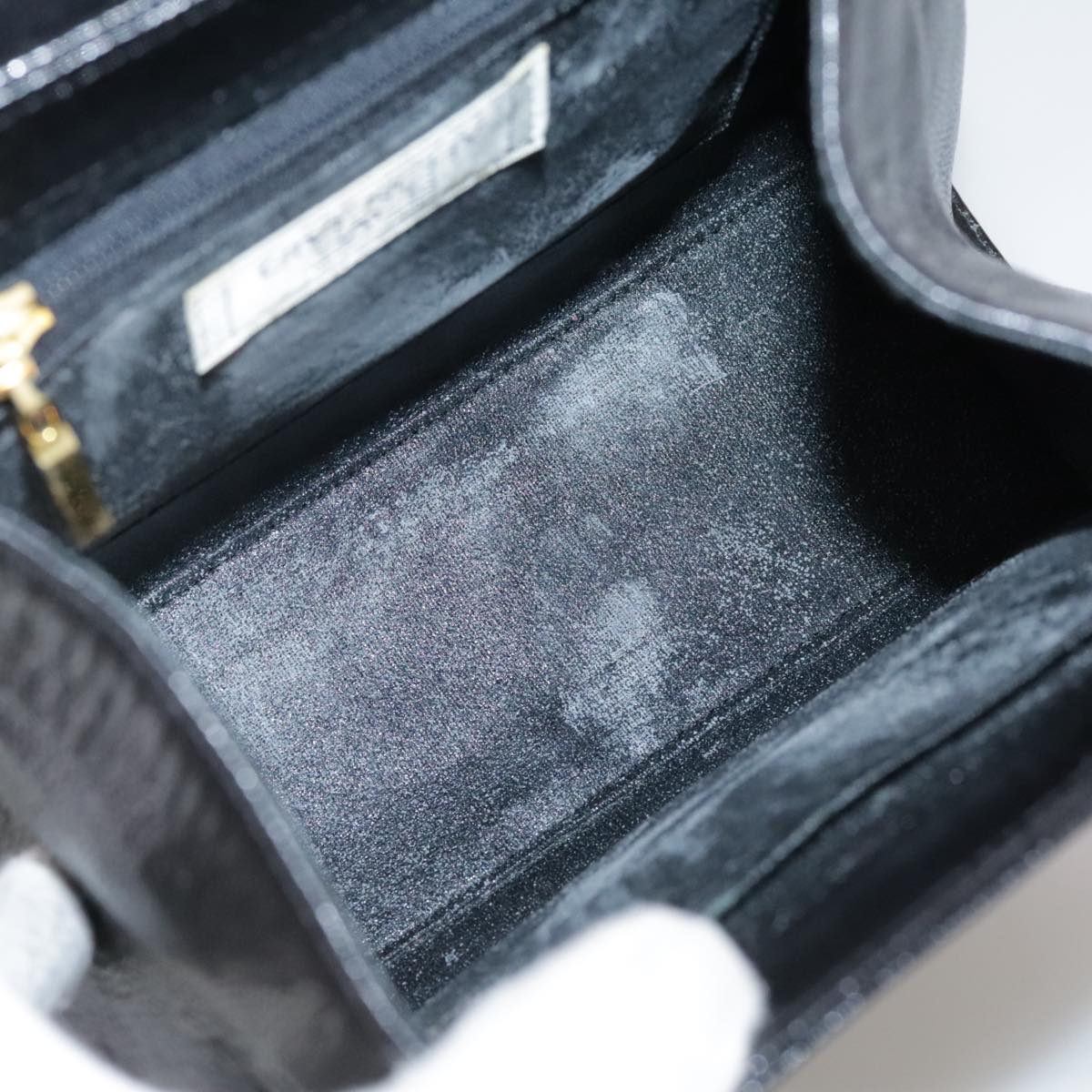 GIVENCHY Hand Bag Leather Black Gold Auth bs21514