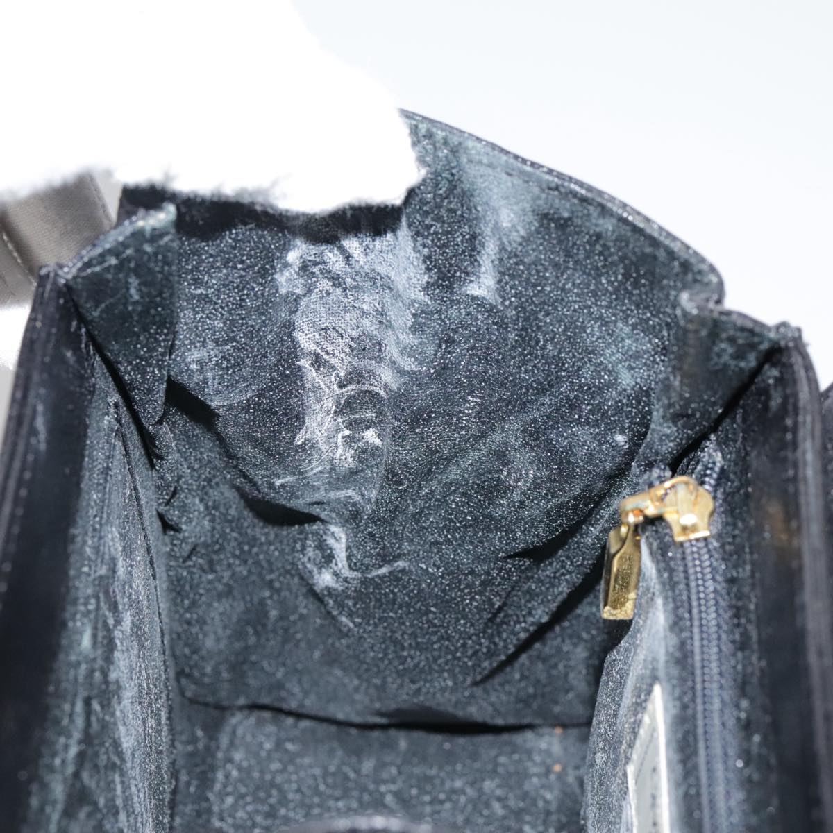 GIVENCHY Hand Bag Leather Black Gold Auth bs21514