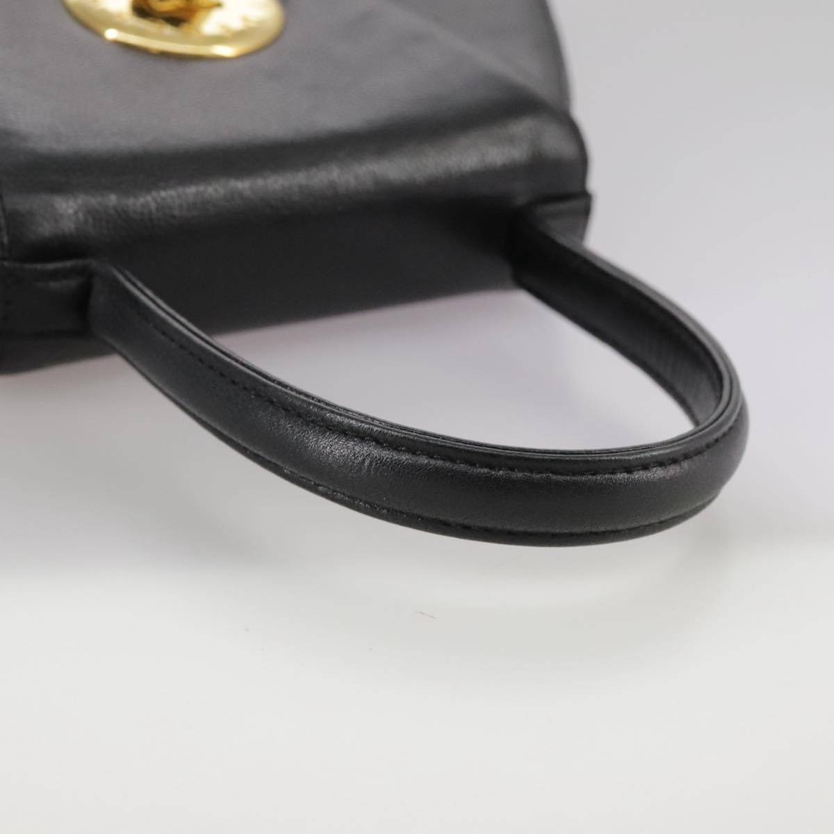 GIVENCHY Hand Bag Leather Black Gold Auth bs21514