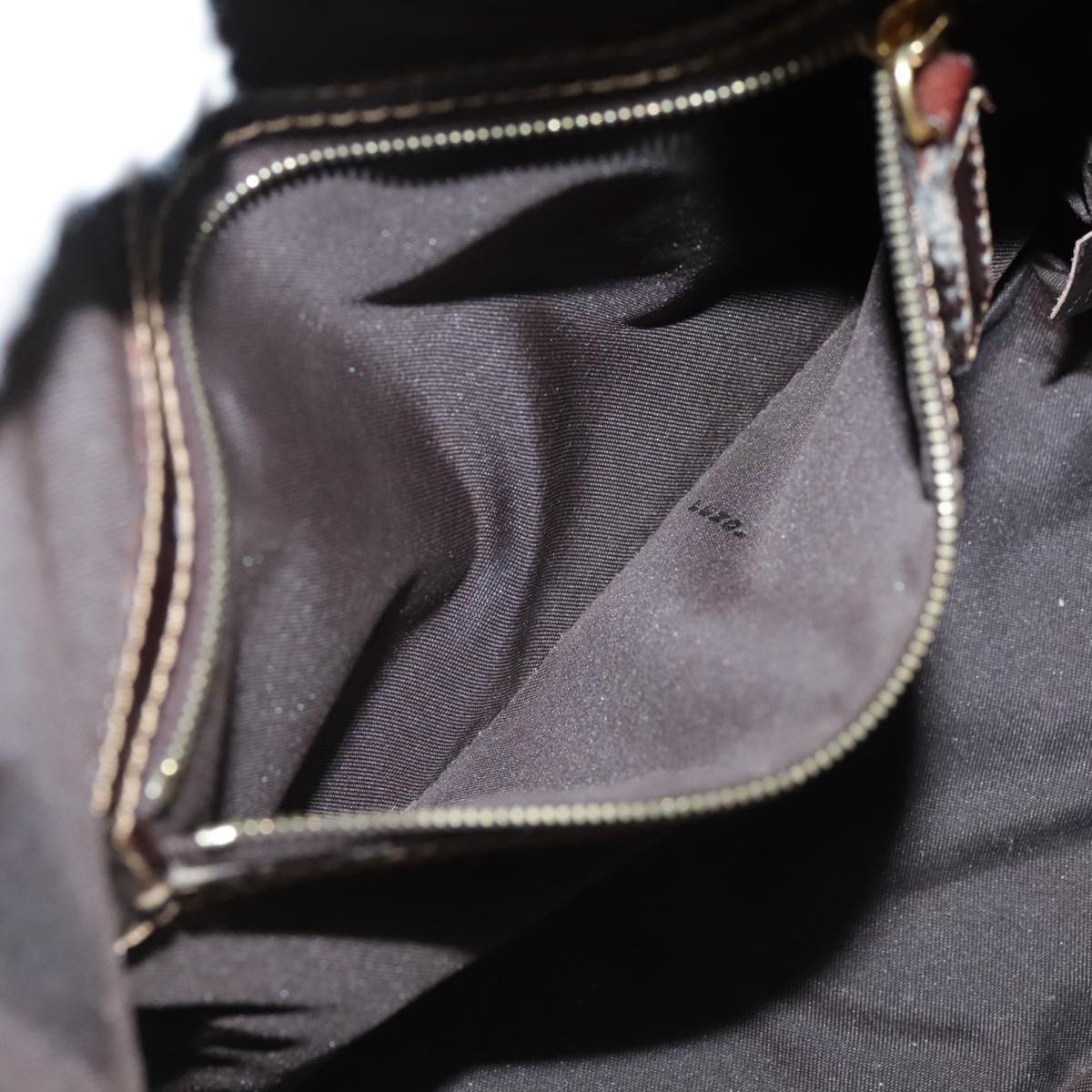 FENDI Zucchino Canvas Hand Bag Brown Gold Auth bs21516