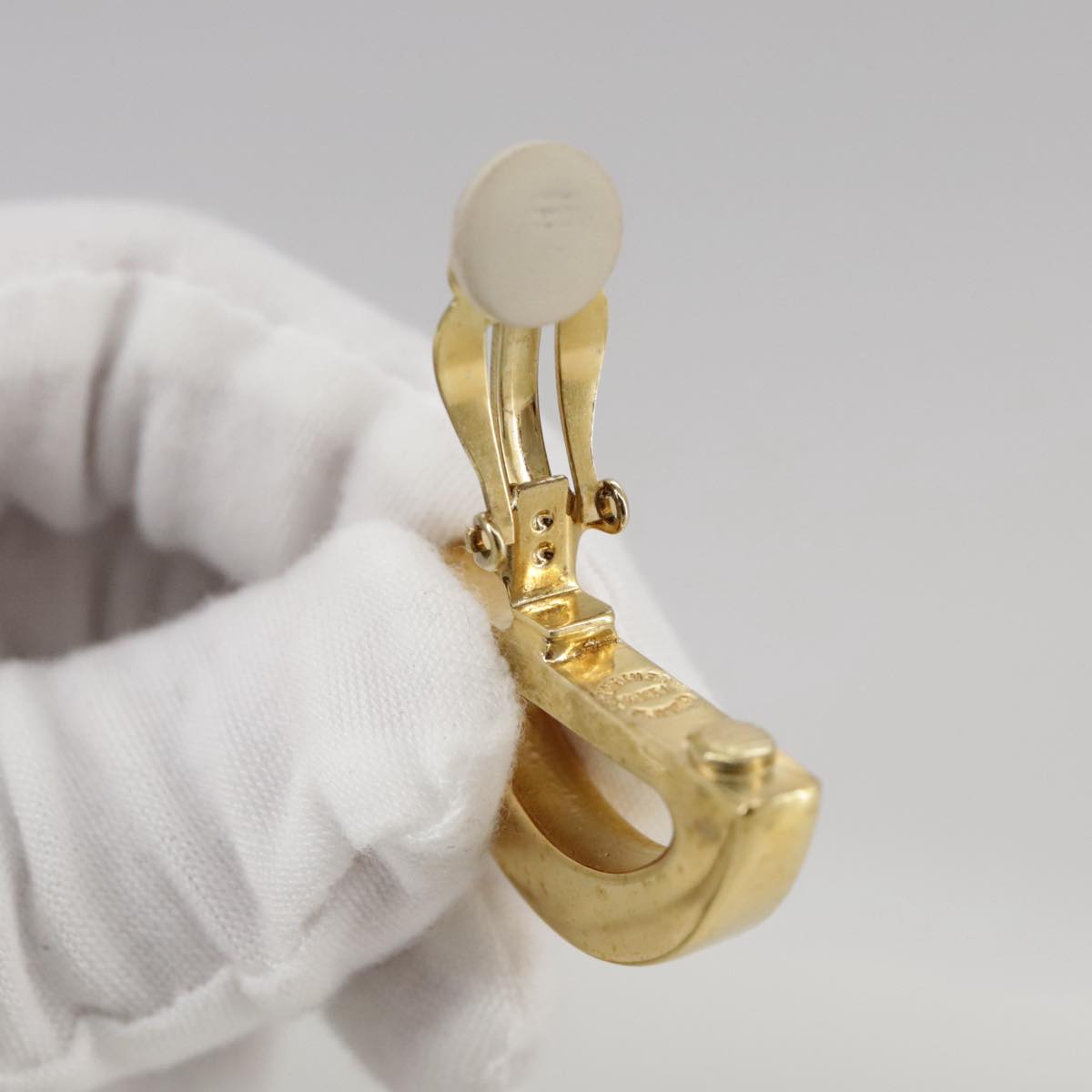 CELINE Earring metal Gold Auth bs21524