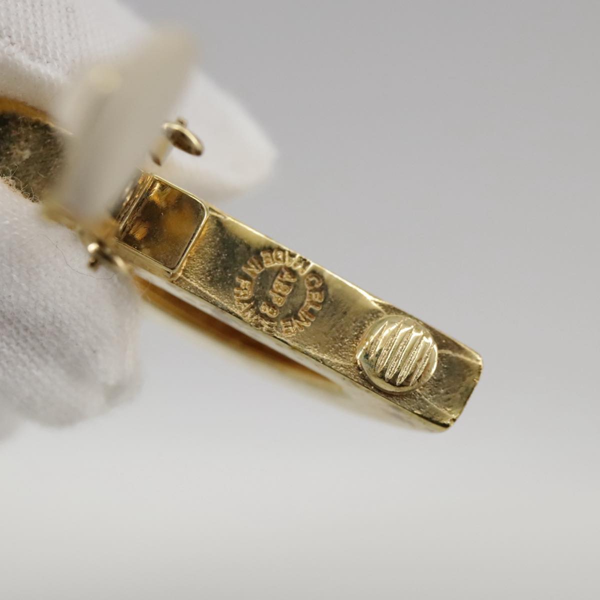 CELINE Earring metal Gold Auth bs21524