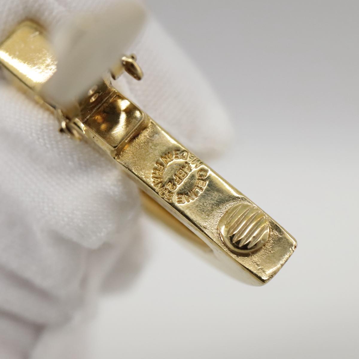 CELINE Earring metal Gold Auth bs21524