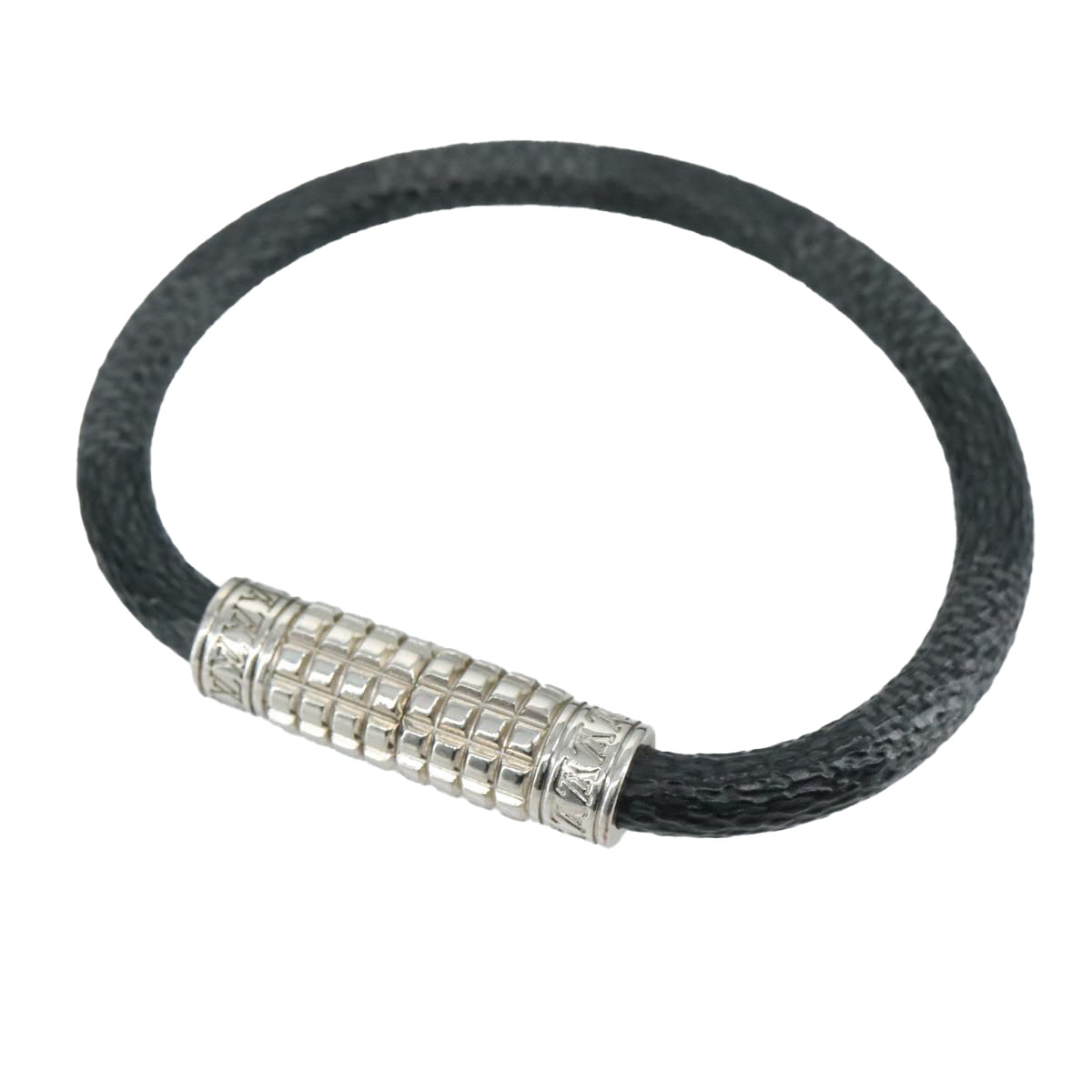 LOUIS VUITTON Damier Graphite Bra Rubbed Digit Bracelet M6629E LV Auth bs21528