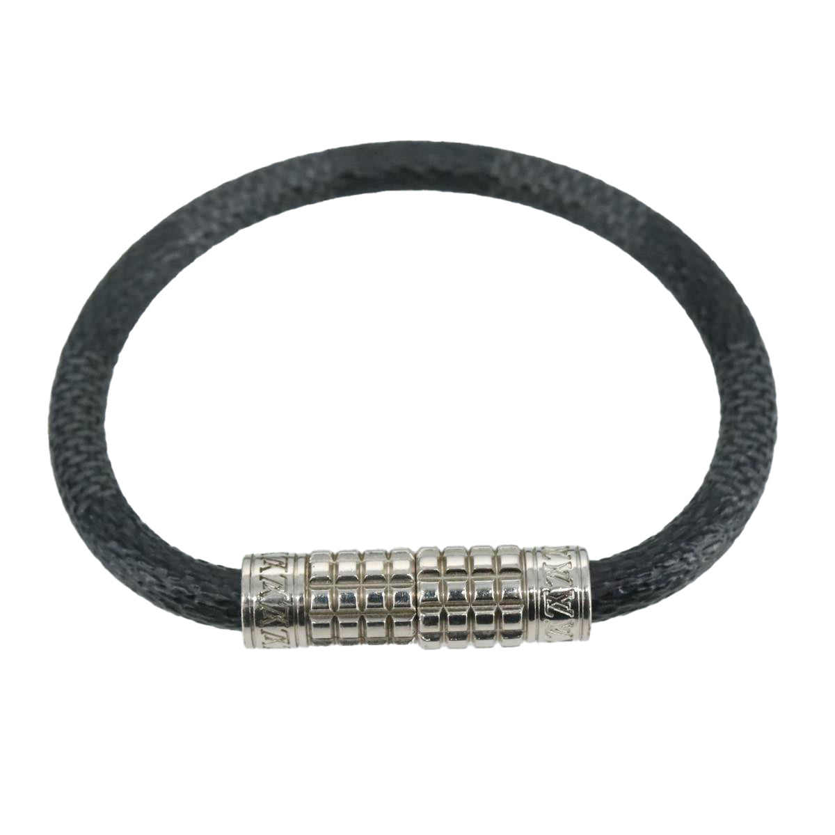 LOUIS VUITTON Damier Graphite Bra Rubbed Digit Bracelet M6629E LV Auth bs21528