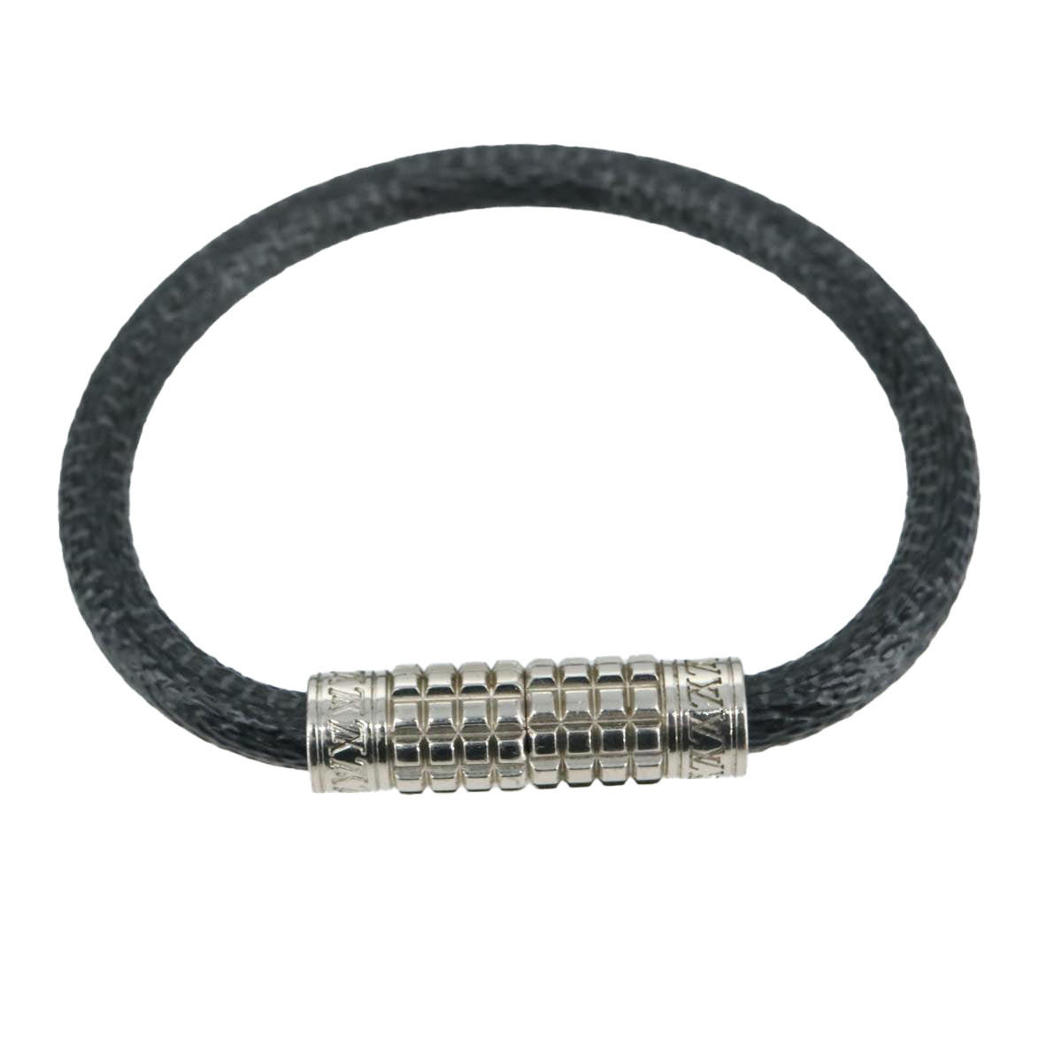 LOUIS VUITTON Damier Graphite Bra Rubbed Digit Bracelet M6629E LV Auth bs21528
