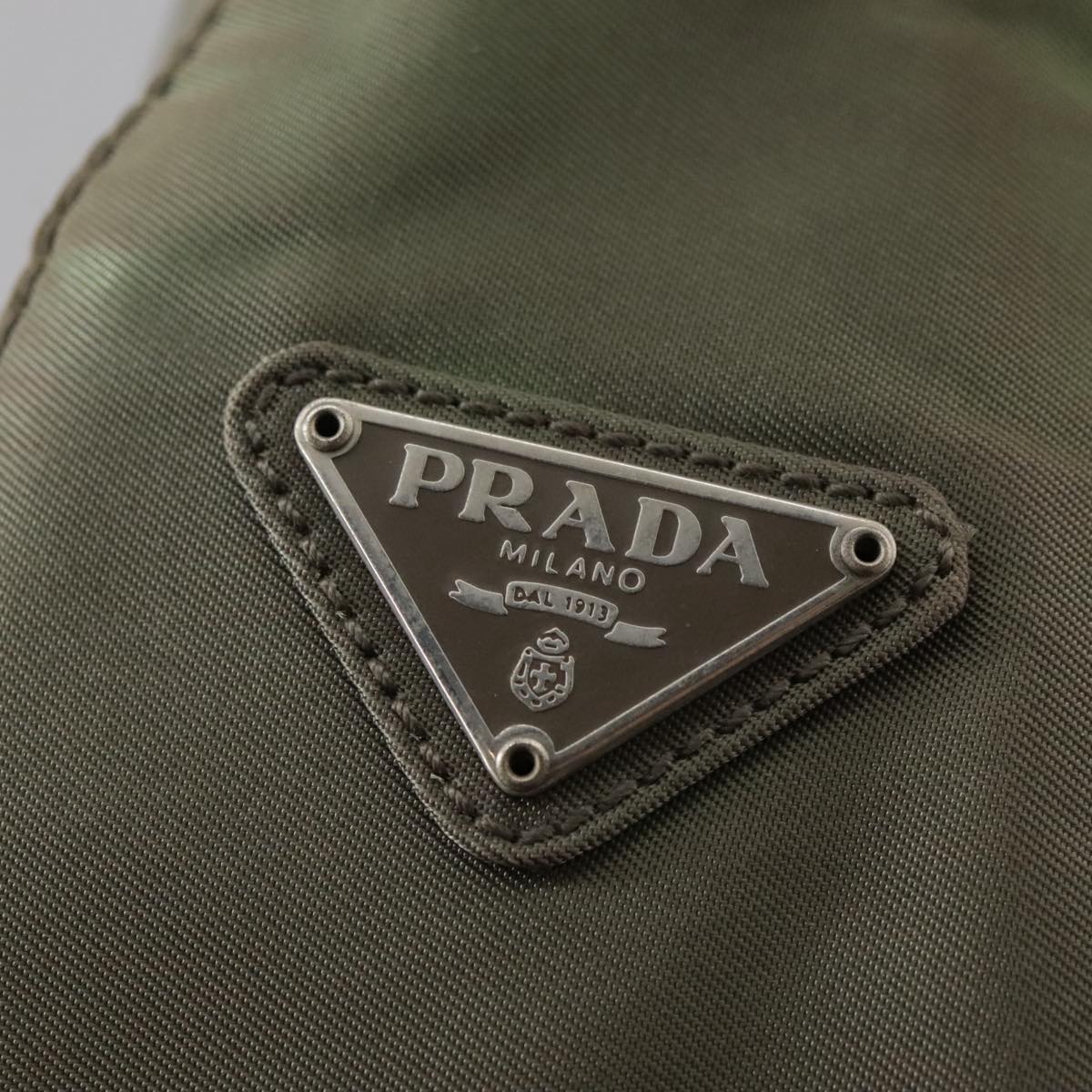 PRADA Shoulder Bag Nylon Khaki Auth bs21541