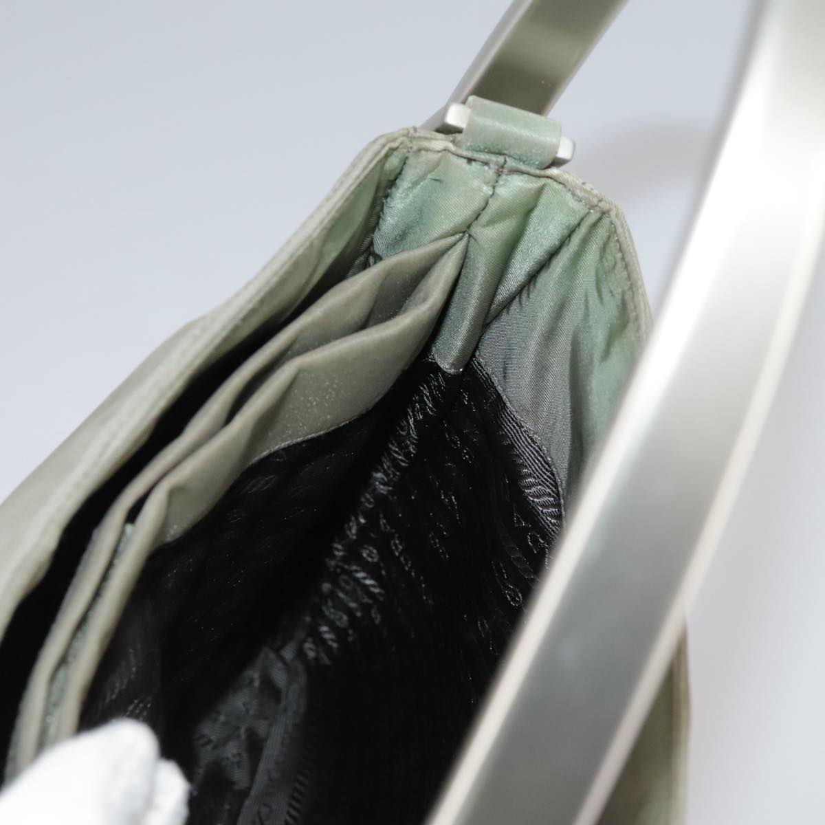PRADA Shoulder Bag Nylon Khaki Auth bs21541
