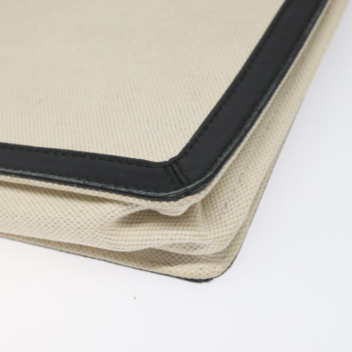 BALENCIAGA Shoulder Bag Canvas Leather White Black 339937 Auth bs21563