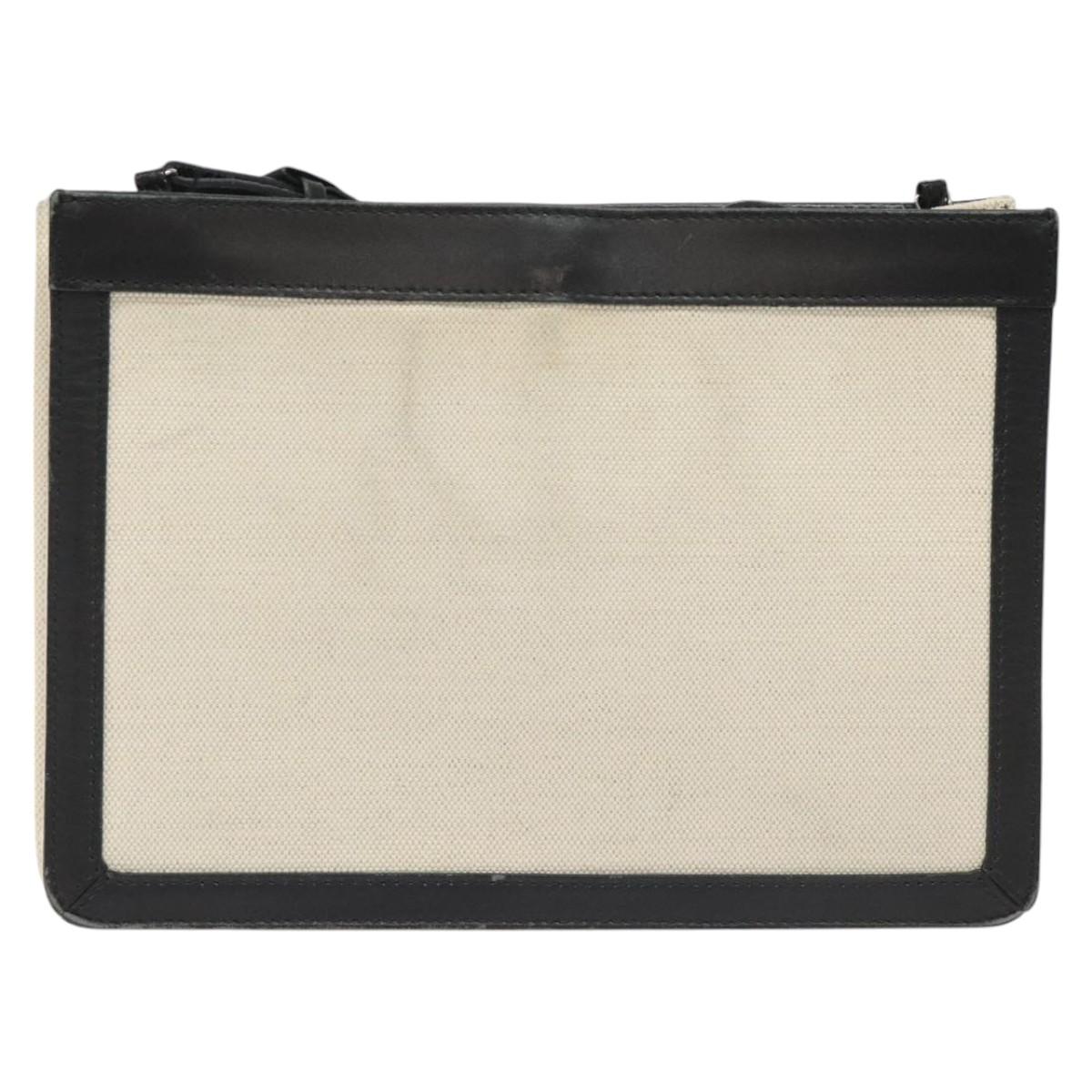 BALENCIAGA Shoulder Bag Canvas Leather White Black 339937 Auth bs21563