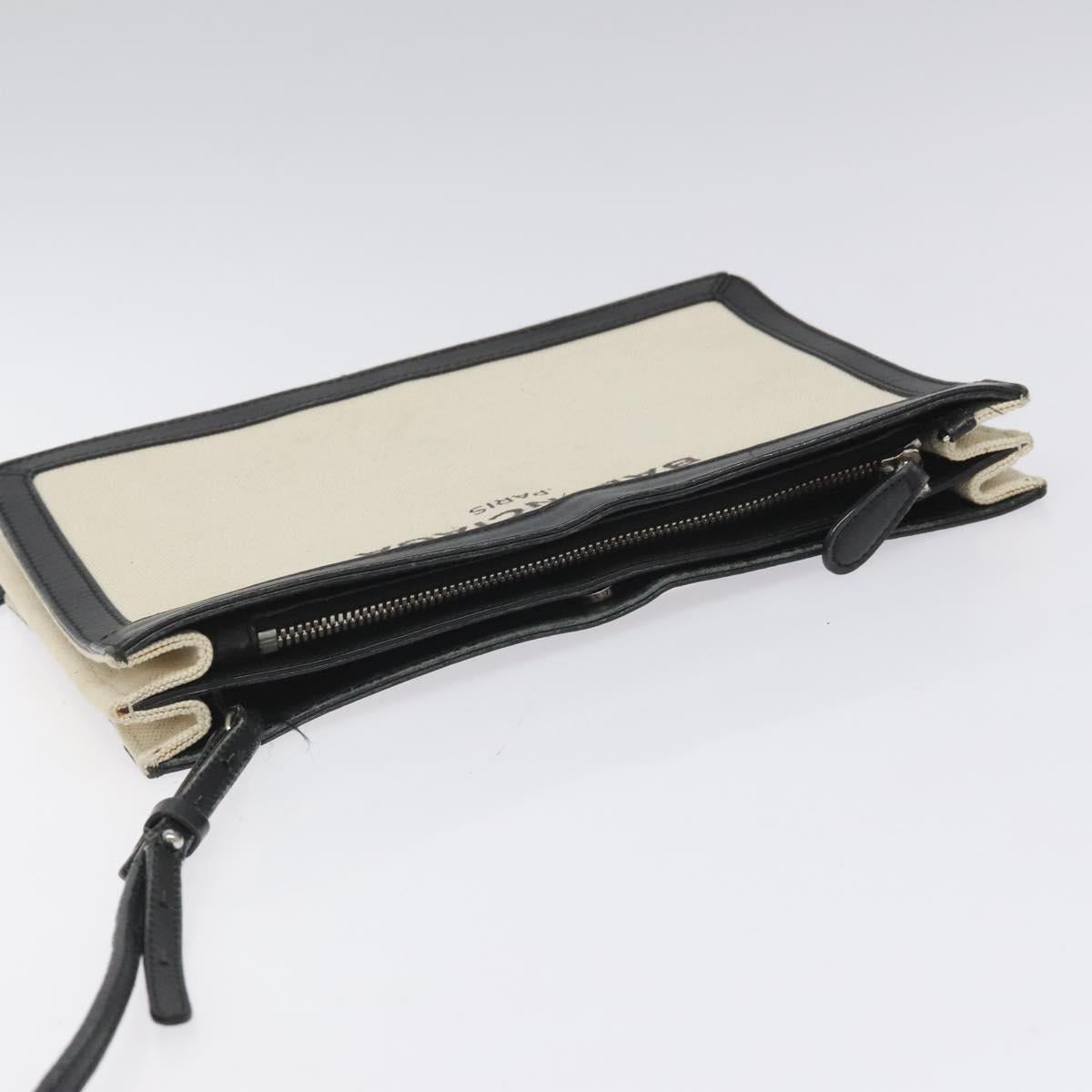 BALENCIAGA Shoulder Bag Canvas Leather White Black 339937 Auth bs21563