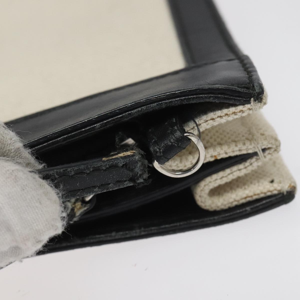 BALENCIAGA Shoulder Bag Canvas Leather White Black 339937 Auth bs21563