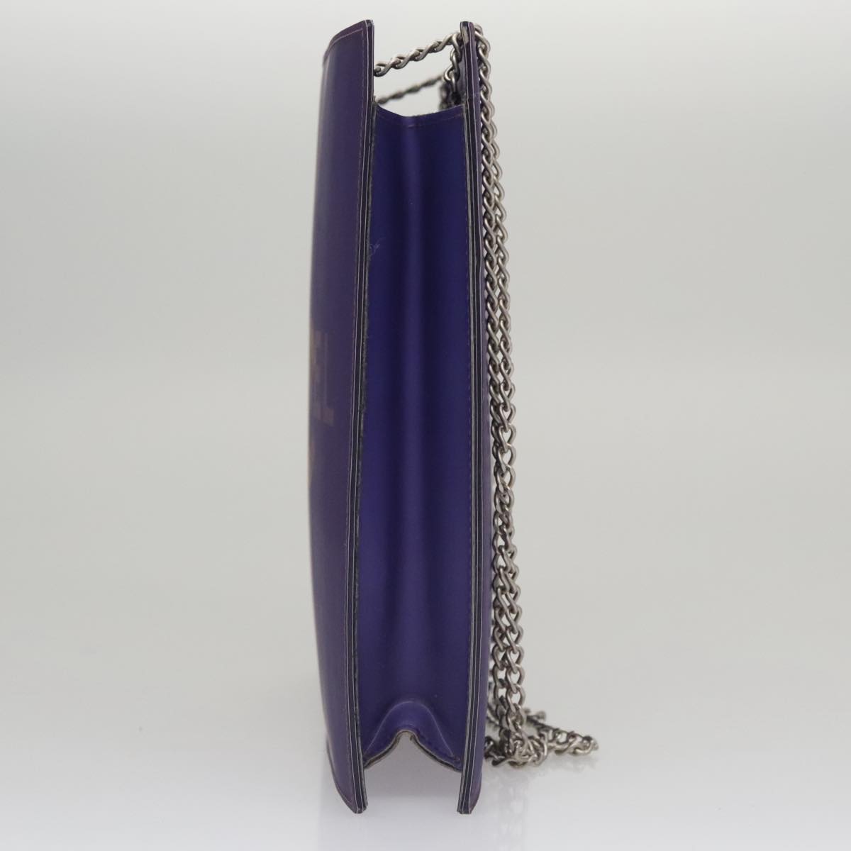 CHANEL Hologram Chain Shoulder Bag Vinyl Purple CC Auth bs21582