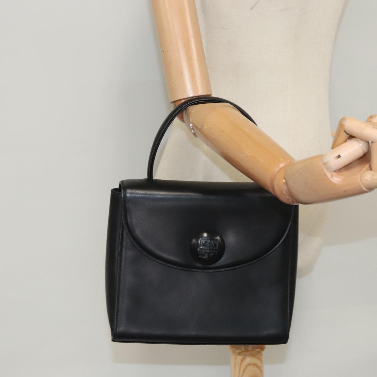 GIVENCHY Hand Bag Leather Black Auth bs21583
