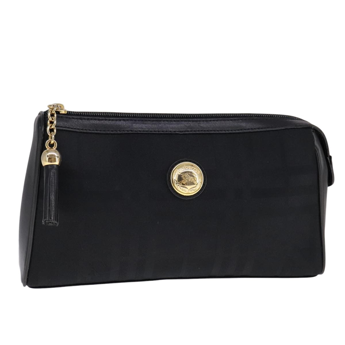 Burberrys Nova Check Clutch Bag Canvas Black Auth bs21593