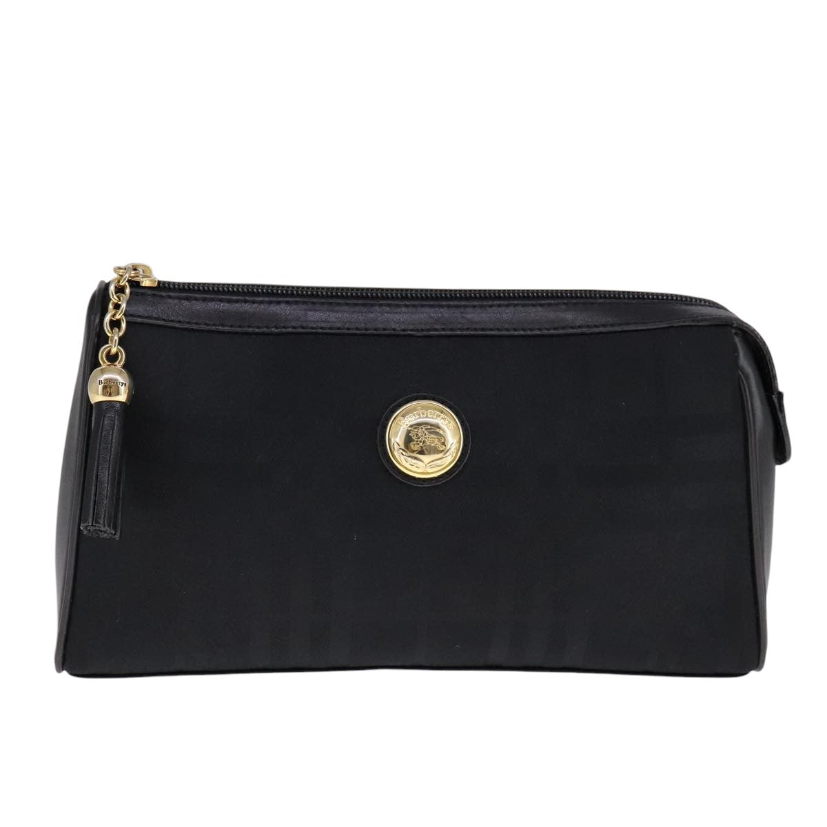 Burberrys Nova Check Clutch Bag Canvas Black Auth bs21593