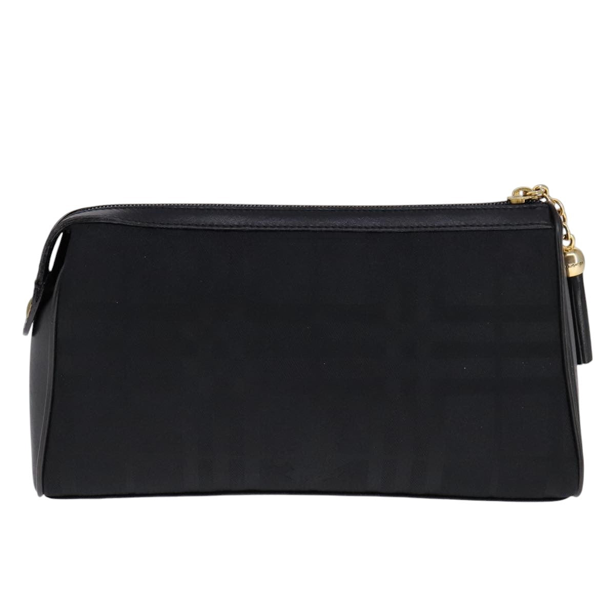 Burberrys Nova Check Clutch Bag Canvas Black Auth bs21593