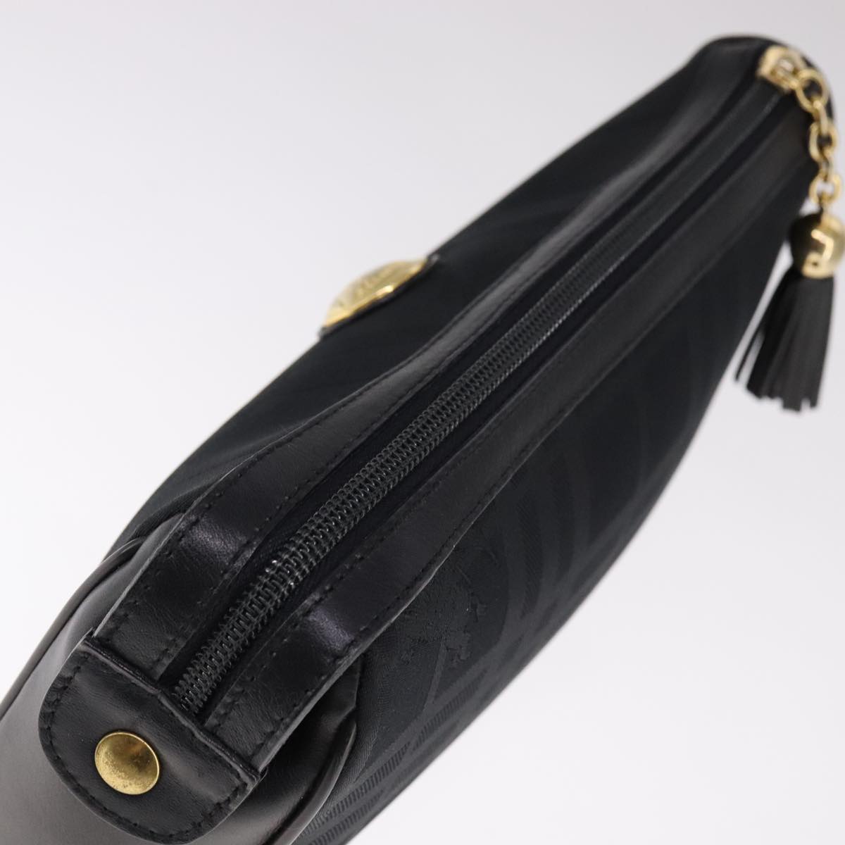 Burberrys Nova Check Clutch Bag Canvas Black Auth bs21593