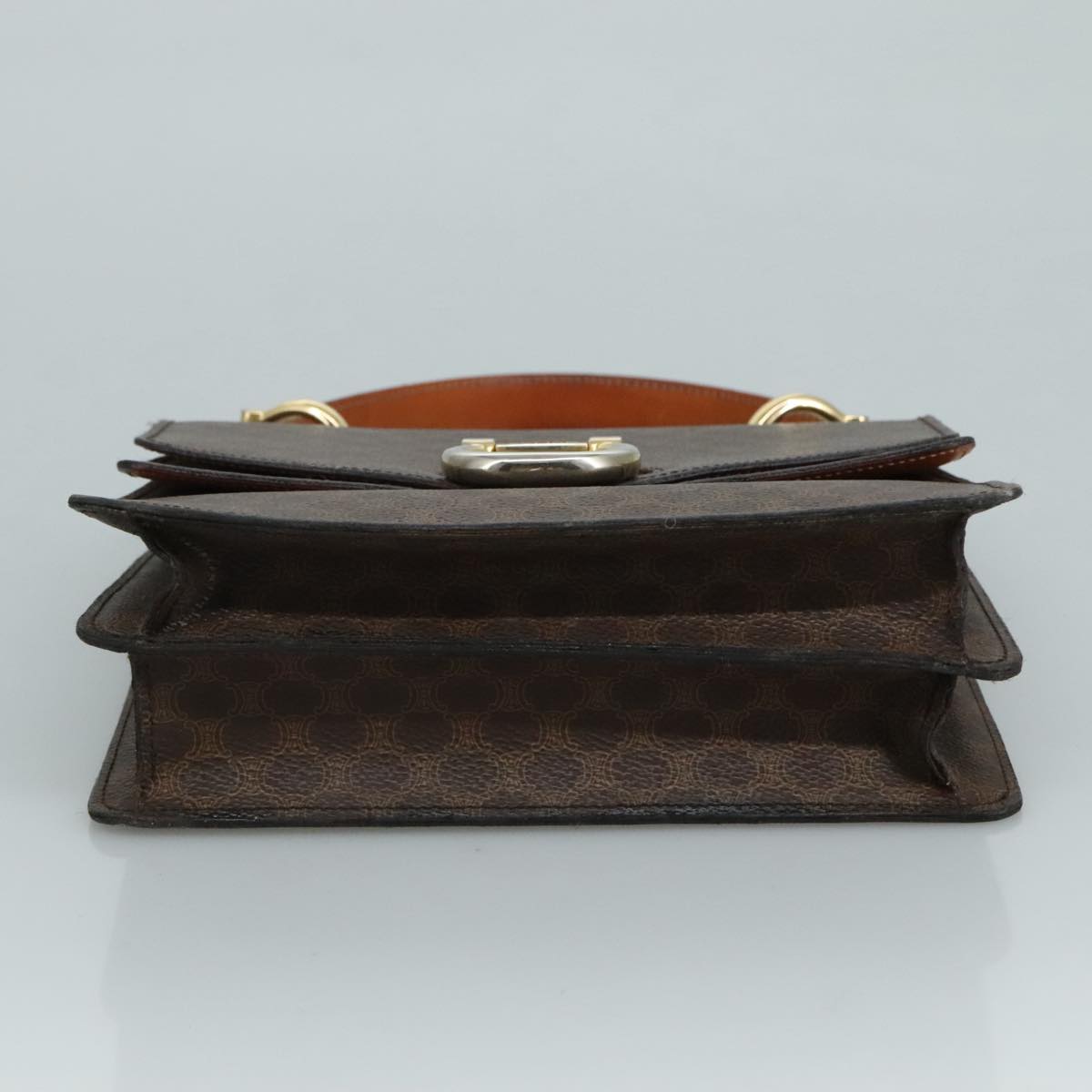 CELINE Macadam Canvas Hand Bag PVC Leather Brown Auth bs21604