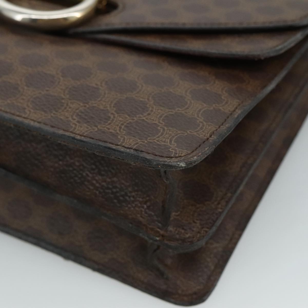 CELINE Macadam Canvas Hand Bag PVC Leather Brown Auth bs21604