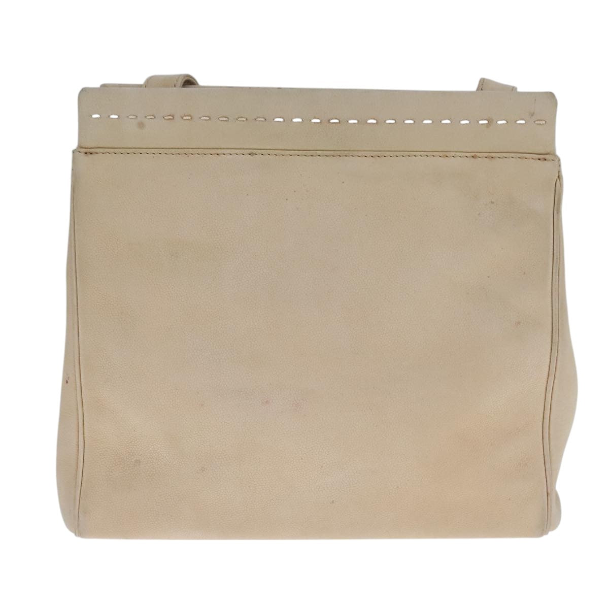 CELINE Shoulder Bag Leather Beige Auth bs21606