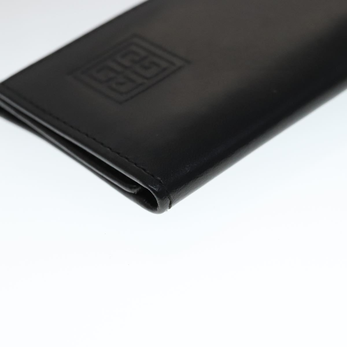 GIVENCHY Key Case Billfold Leather 4Set Navy Black Auth bs21638