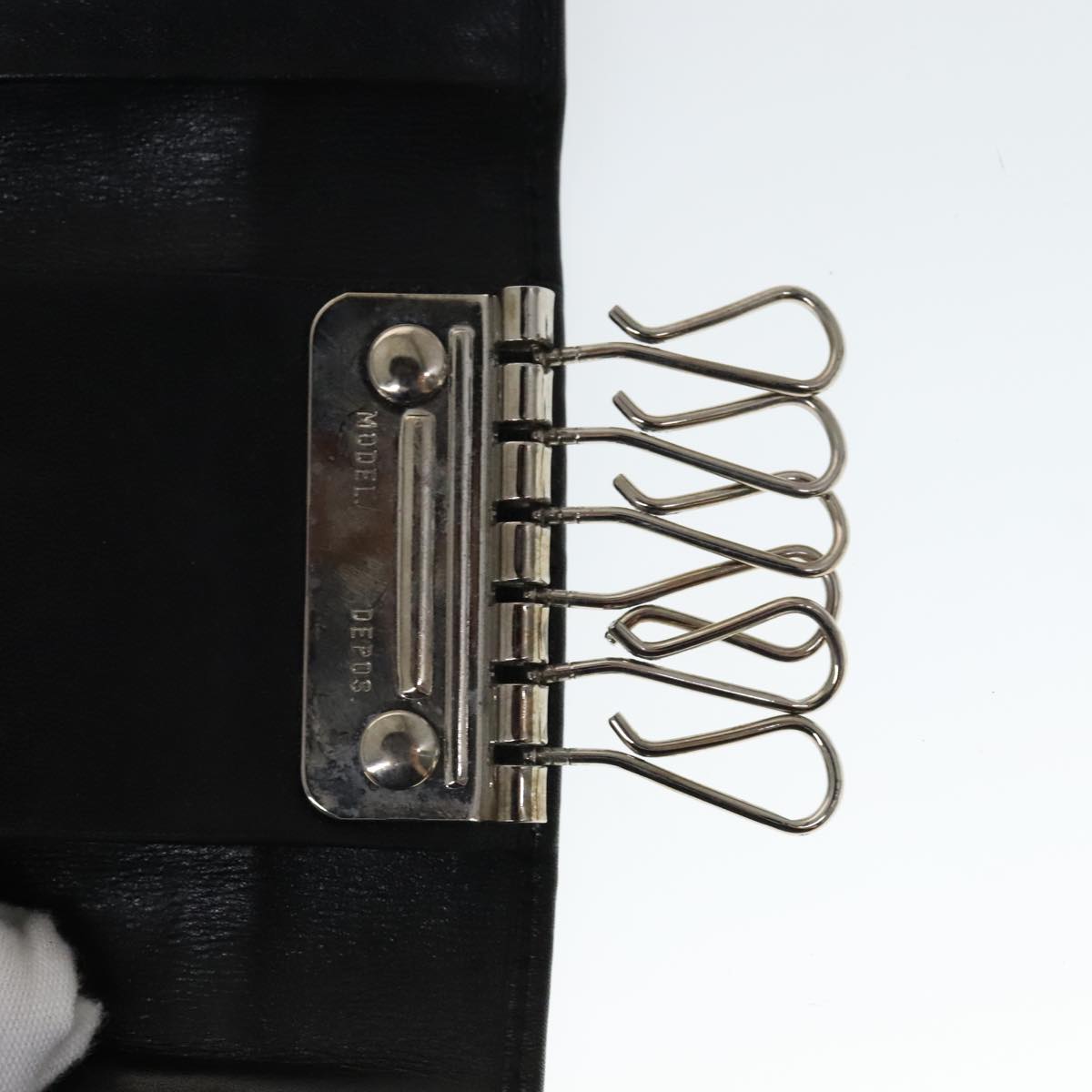 GIVENCHY Key Case Billfold Leather 4Set Navy Black Auth bs21638