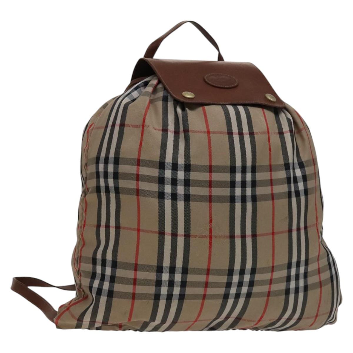 Burberrys Nova Check Backpack Canvas Beige Auth bs21641