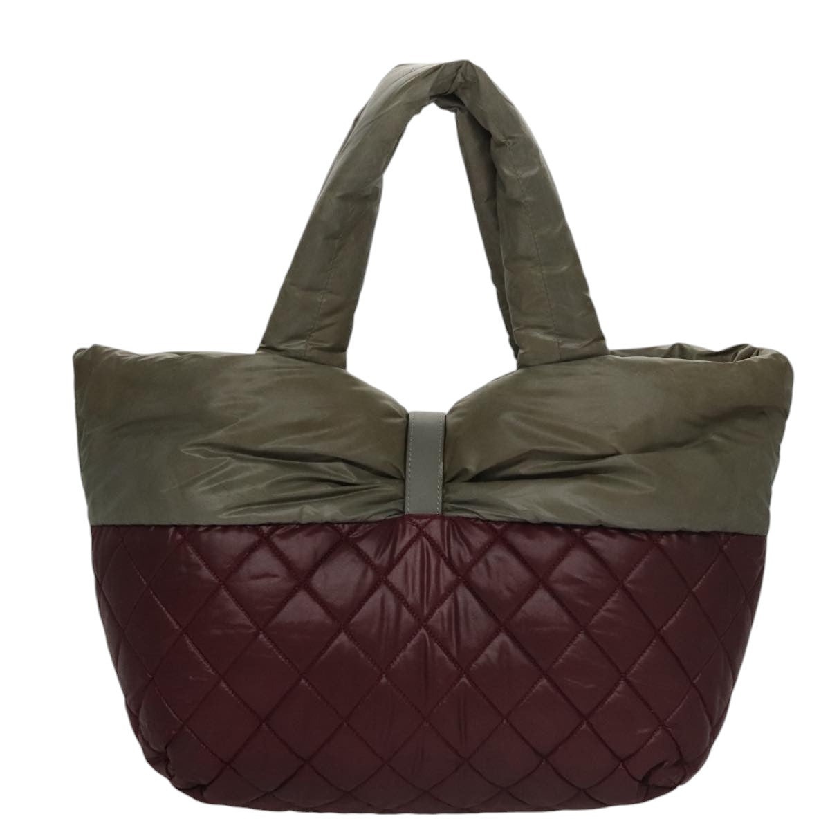 CHANEL Cococoon Tote Bag Nylon Wine Red Silver CC Auth bs21665