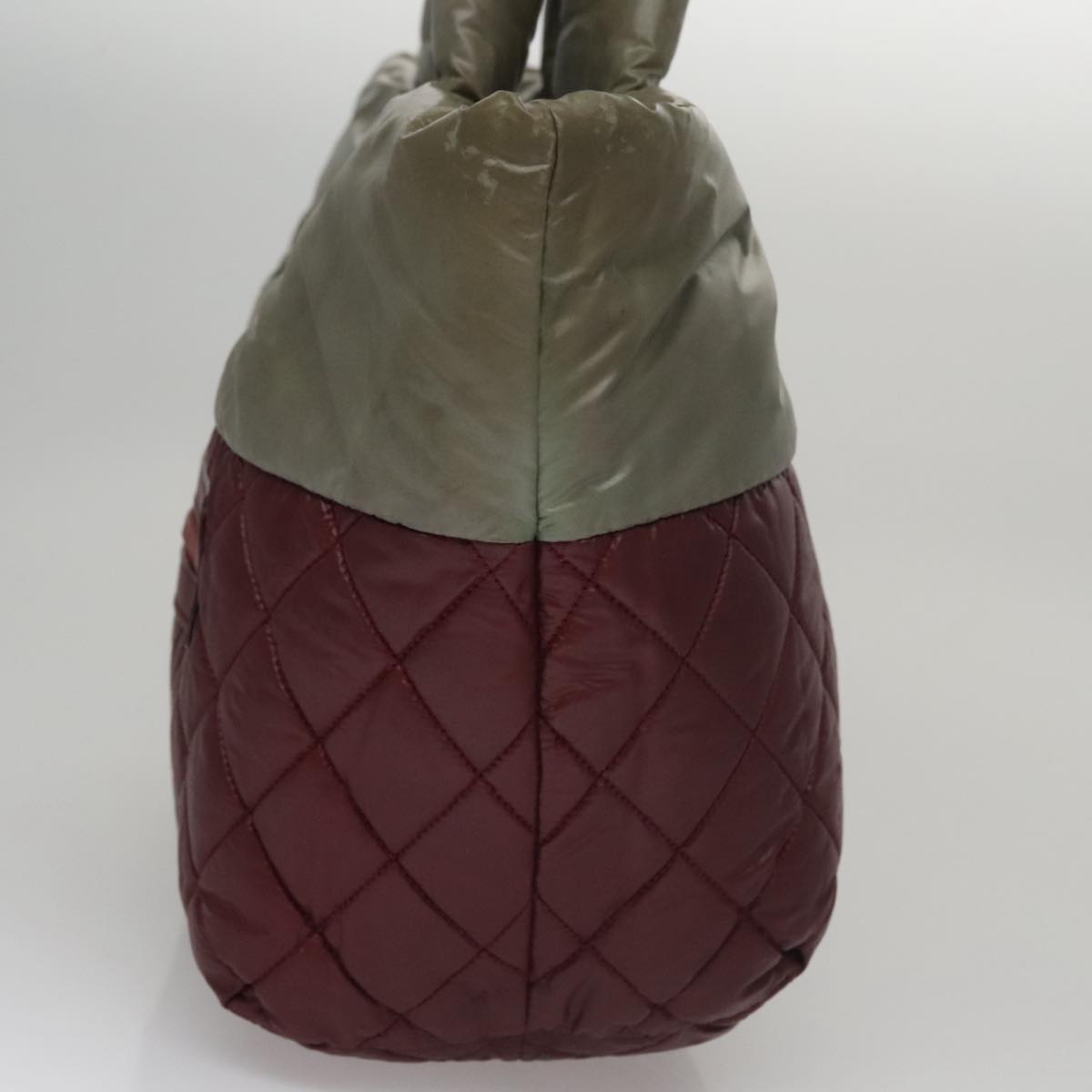 CHANEL Cococoon Tote Bag Nylon Wine Red Silver CC Auth bs21665