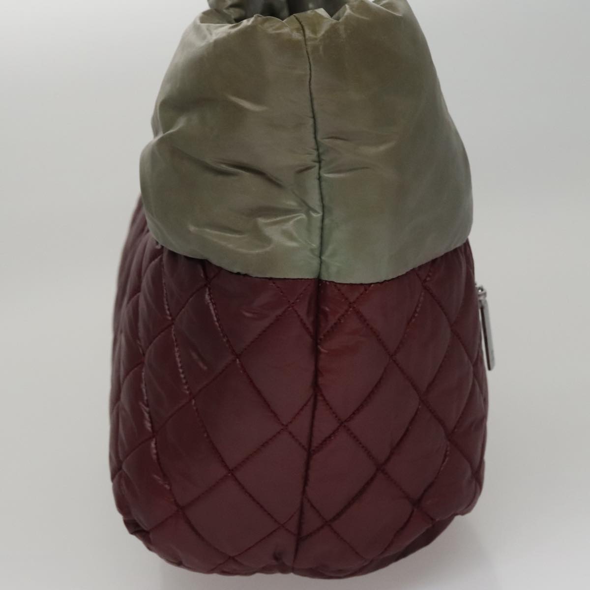 CHANEL Cococoon Tote Bag Nylon Wine Red Silver CC Auth bs21665
