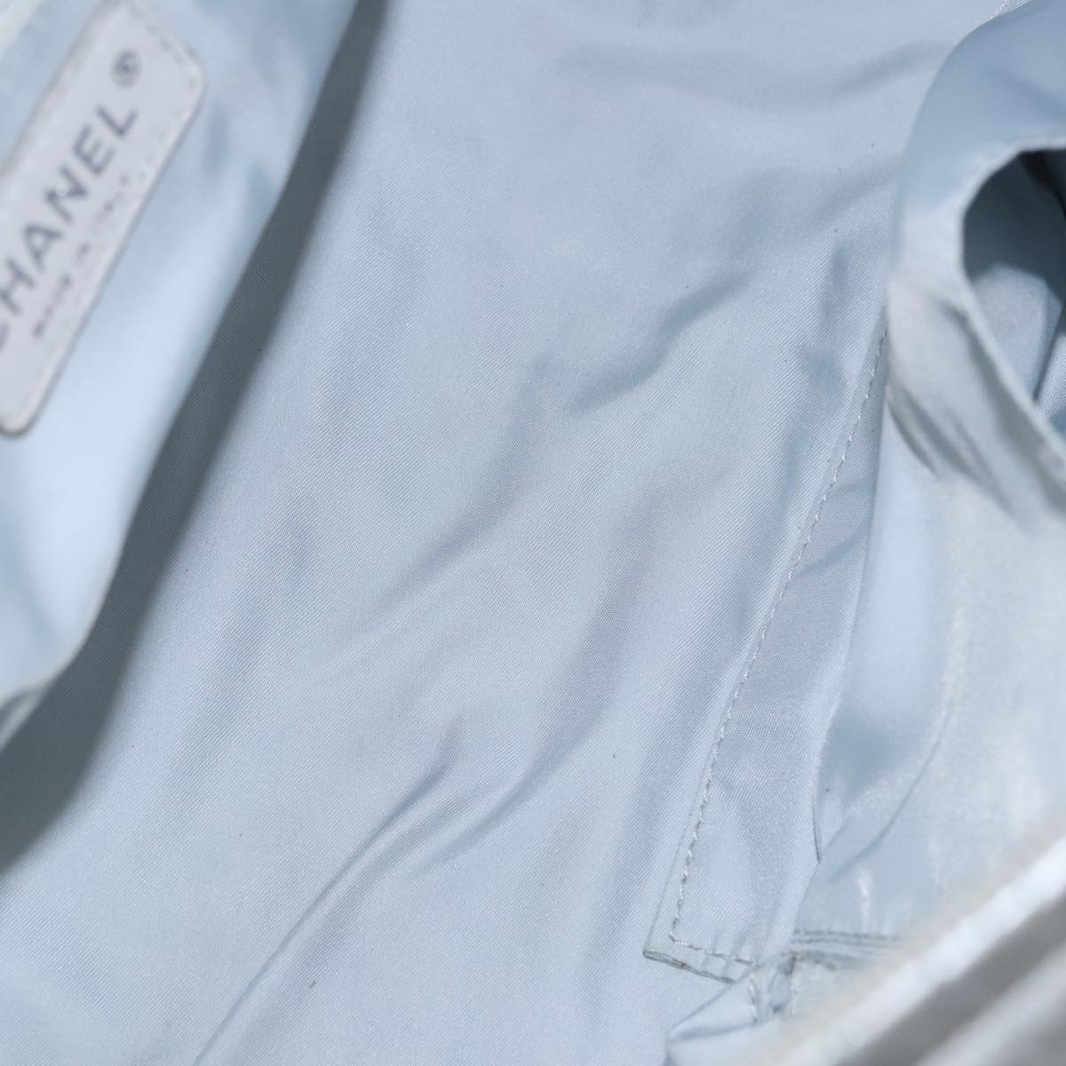 CHANEL Sports Hand Bag Coated Canvas Silver CC Auth bs21669