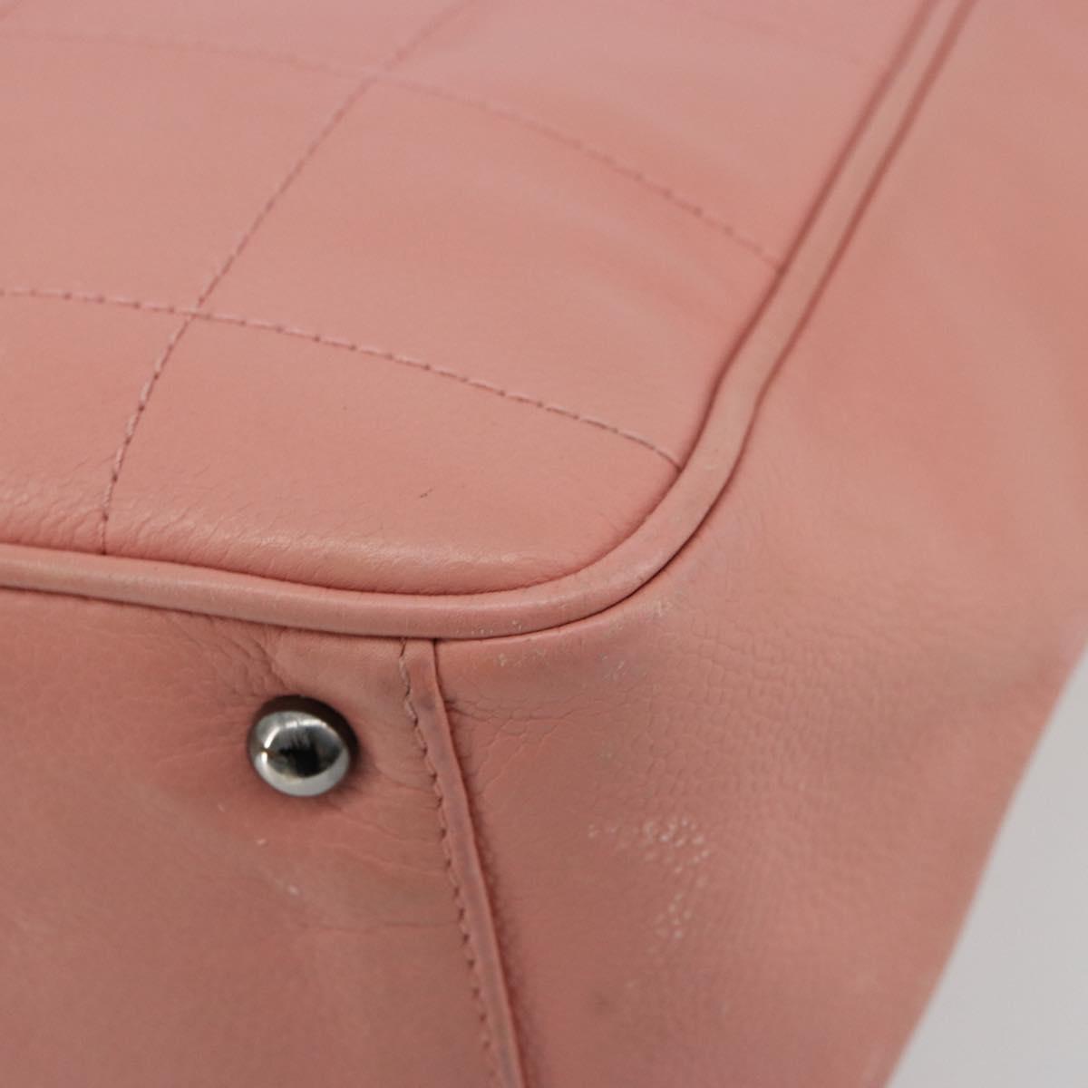 CHANEL Choco Bar Tote Bag Caviar Skin Pink CC Auth bs21715