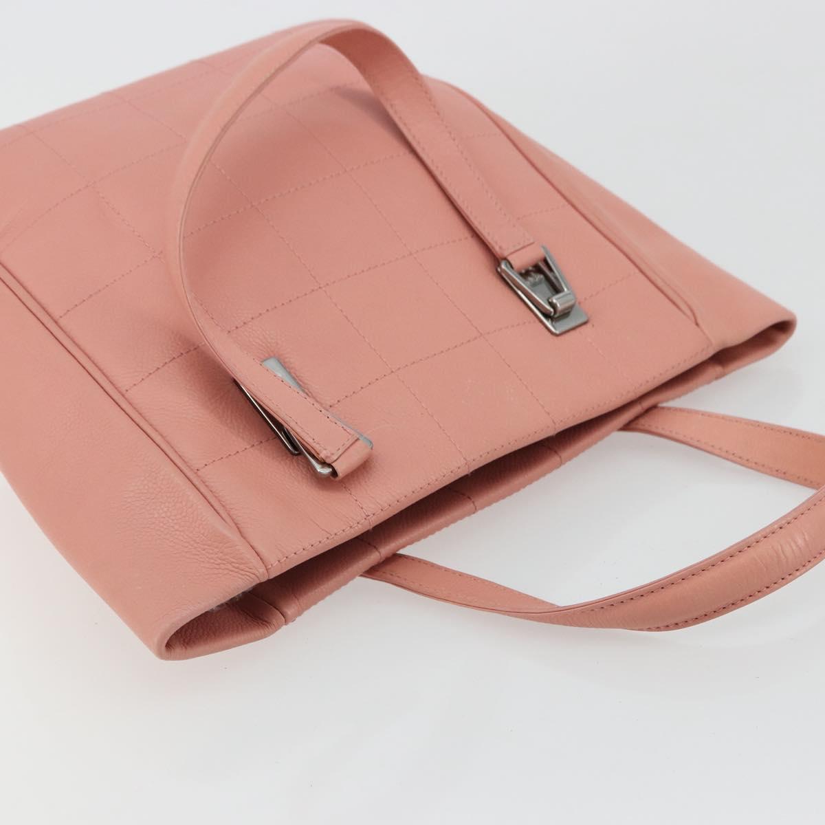 CHANEL Choco Bar Tote Bag Caviar Skin Pink CC Auth bs21715
