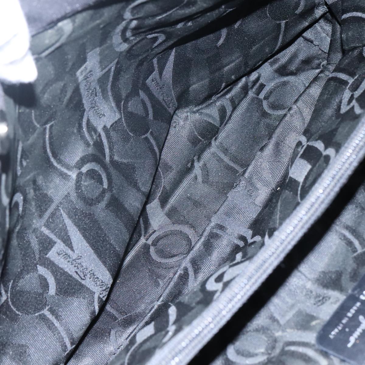 Salvatore Ferragamo Tote Bag Canvas Black Auth bs21725